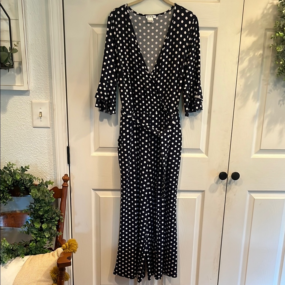 VENUS Black and White Polka Dot Jumpsuit